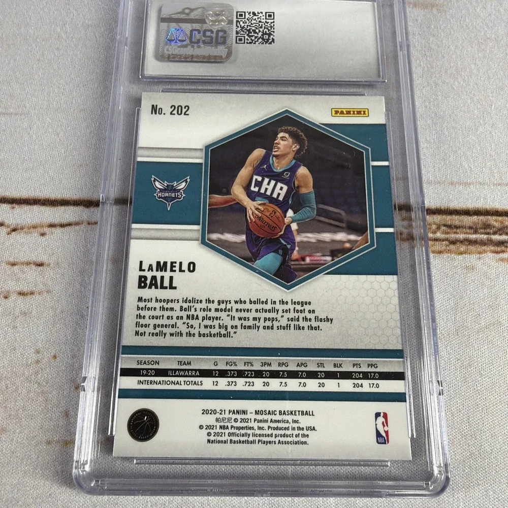 2020-21 Panini Mosaic LaMelo Ball #202 RC Rookie Card CSG 9 Mint